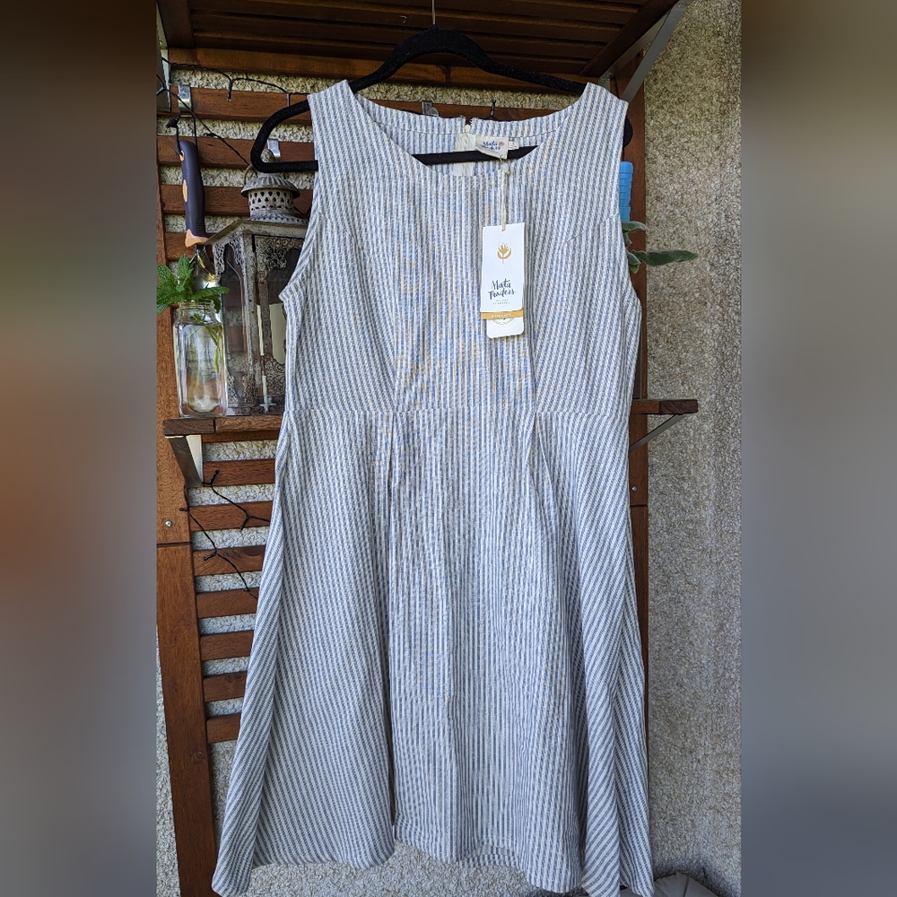 Stripped Mata Traders Dress with Buttons
